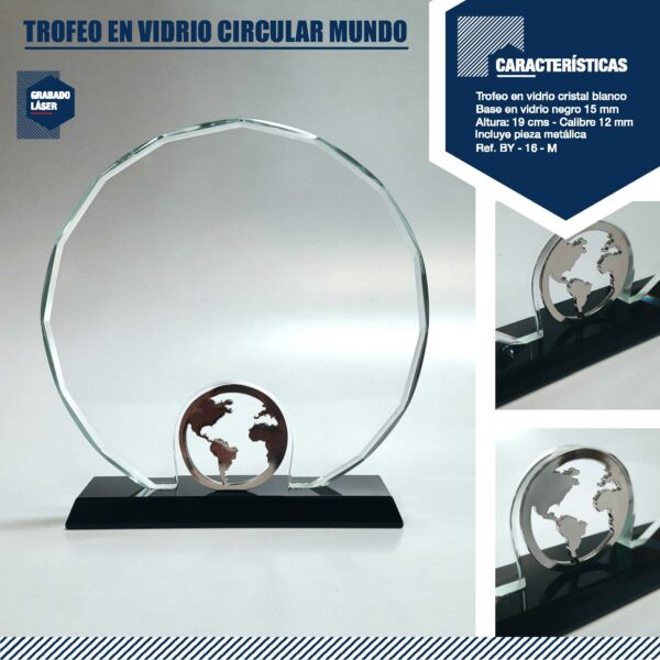 Trofeo en Vidrio circular Mundo