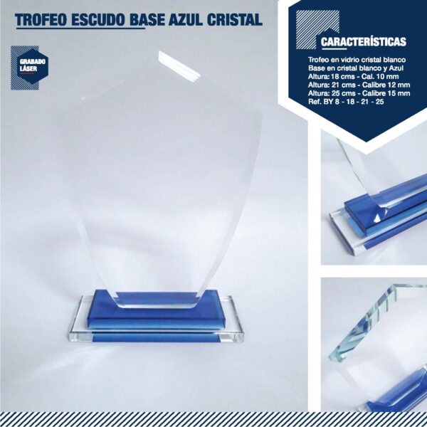 Trofeo Escudo base Azul Cristal